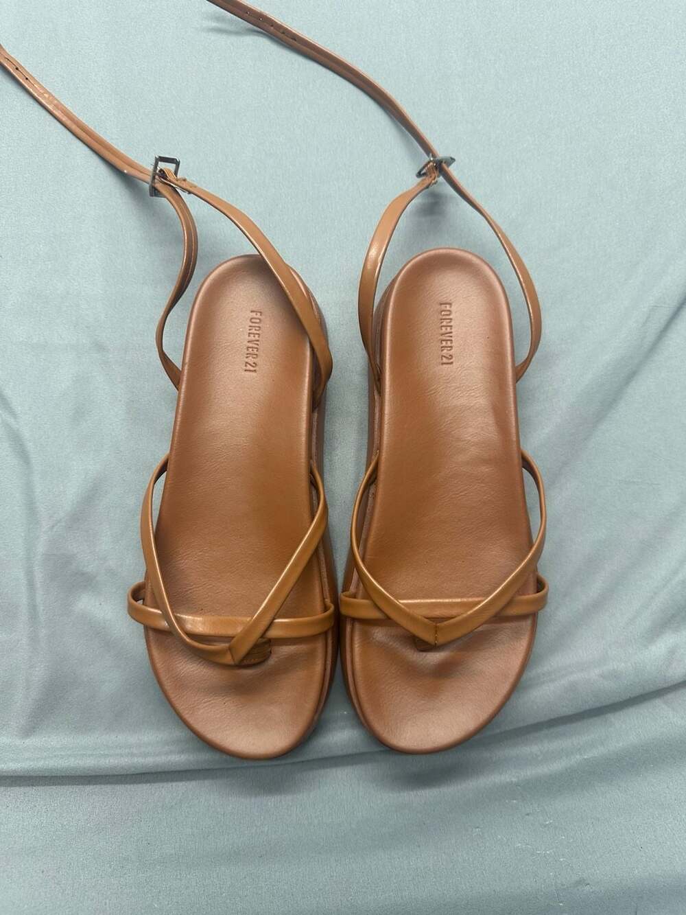 Forever 21 Brown Faux Leather Strappy Platform Sandals Size US 7